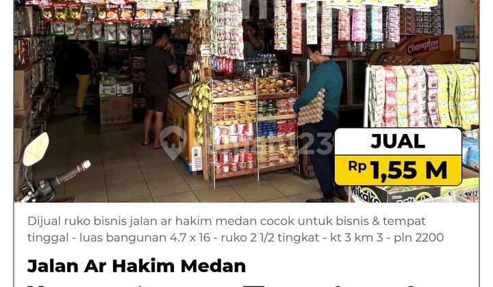 For Sale: Business Shop House on Ar Hakim Street, Medan, Suitable for Business & Residence. 1