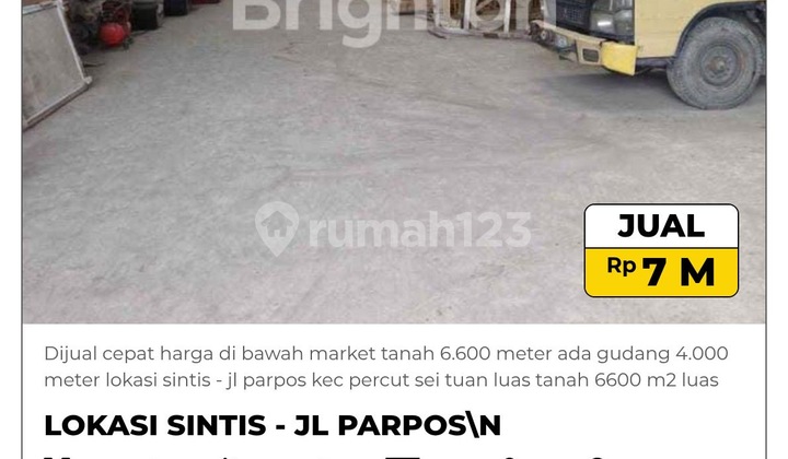Dijual Cepat Harga Di Bawah Market Tanah 6.600 Meter Ada Gudang 