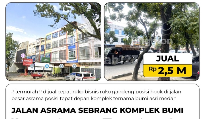 ‼️Cheapest ‼️ When Again ⁉️ For Sale Commercial Shop Row of Connected Shops Hook Position on Main Road Dormitory Right in Front of Famous Complex Bumi Asri Medan