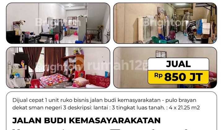 Dijual Cepat 1 Unit Ruko Bisnis Jalan Budi Kemasyarakatan