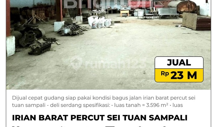 Dijual Cepat Gudang Siap Pakai Kondisi Bagus Jalan Sampali Dijual Cepat Gudang Siap Pakai Kondisi Bagus Jalan Sampali