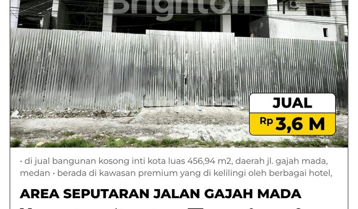 Di Jual Bangunan Inti Kota Luas 456,94 M2, Daerah Jl. Gajah Mada