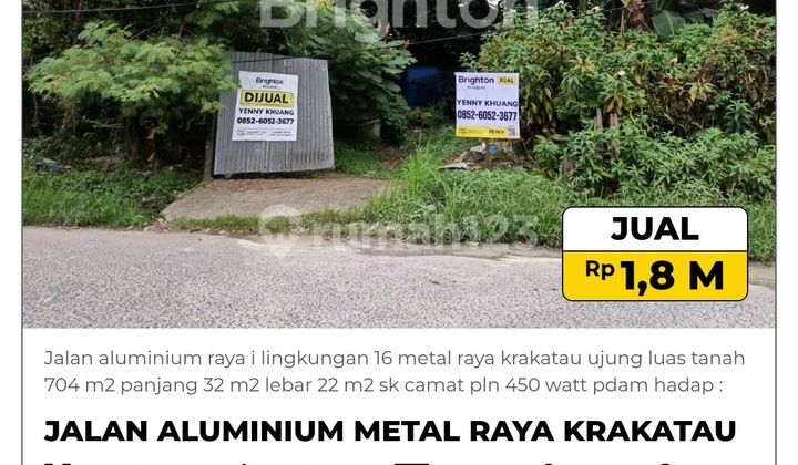 Dijual 1 Bidang Tanah Jalan Alumunium Metal Raya Krakatau Ujung