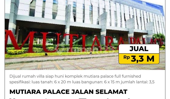 Dijual Rumah Villa Siap Huni Komplek Mutiara Palace