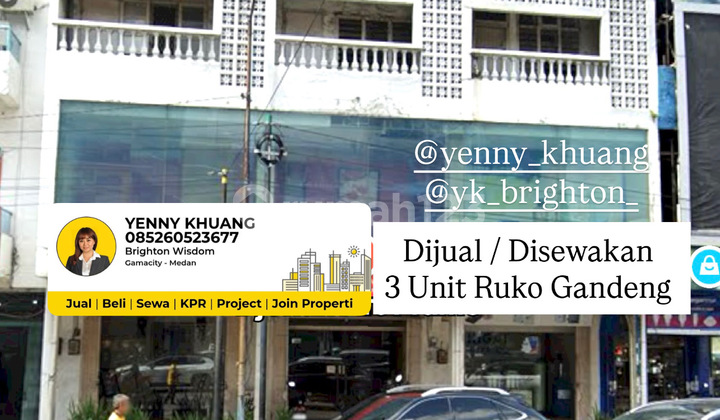 For Sale / For Rent 3 Units of Ready-to-Use Row Shophouses in Downtown Medan