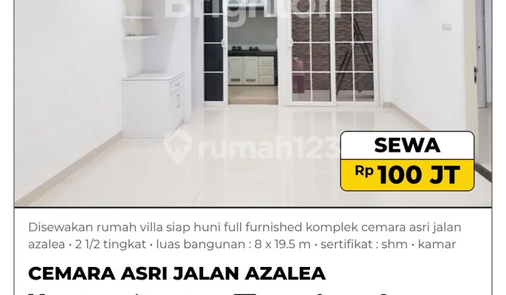 Disewakan Rumah Villa Siap Huni Full Furnished Cemara Asri