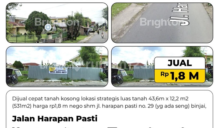 Dijual Cepat Tanah Kosong Lokasi Strategis Luas Tanah 531 m2