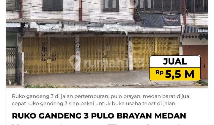 3-Unit Attached Shophouses for Sale on Jalan Pertempuran, Pulo Brayan, West Medan 3-Unit Attached Shophouses for Sale on Jalan Pertempuran, Pulo Brayan, West Medan