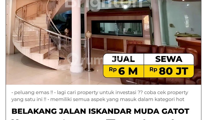 Dijual / Disewakan Rumah Lebar 14,5 Meter Inti Kota Medan