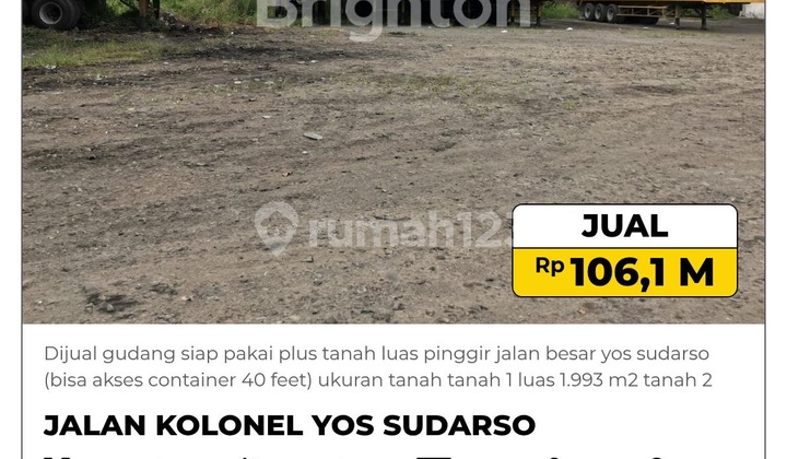 For Sale: Ready-to-Use Warehouse Plus Extensive Land Beside Yos Sudarso Main Road