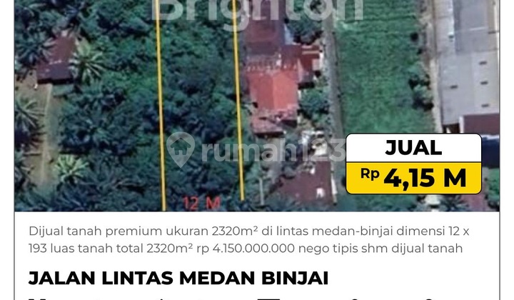 Dijual Tanah Premium Ukuran 2320m² Di Lintas Medan-binjai