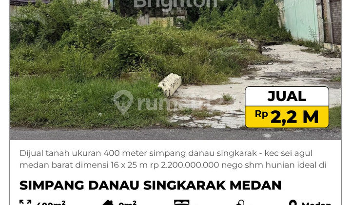 Dijual Tanah Luas 400 Meterarea Sei Agul Medan Barat