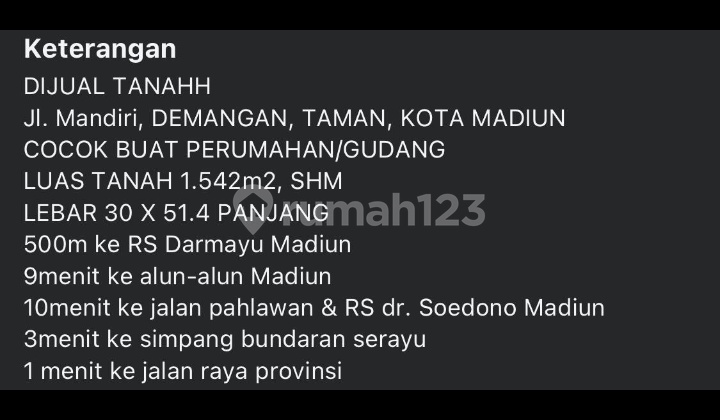 Land for Sale in Madiun City Center Land for Sale in Madiun City Center