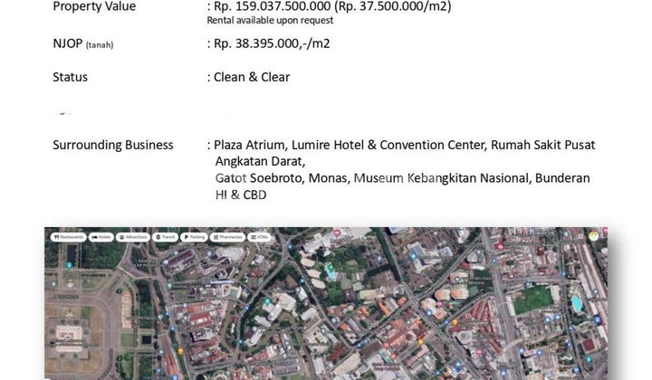 Dijual Tanah SHGB Luas di Senen Jakarta Pusat – Cocok Hotel, Office & Sekolah