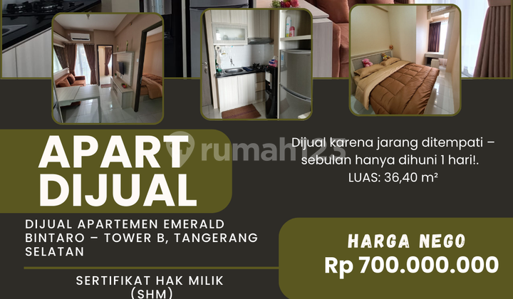 For Sale Emerald Bintaro Apartment - Tower B, South Tangerang, 10th Floor - Swimming Pool View