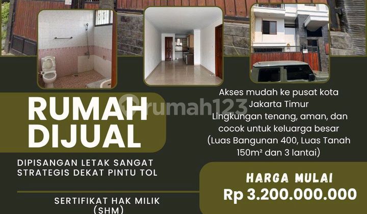 Dijual Rumah 3 Lantai - Siap Huni Di Pisangan Lama, Jakarta Timur