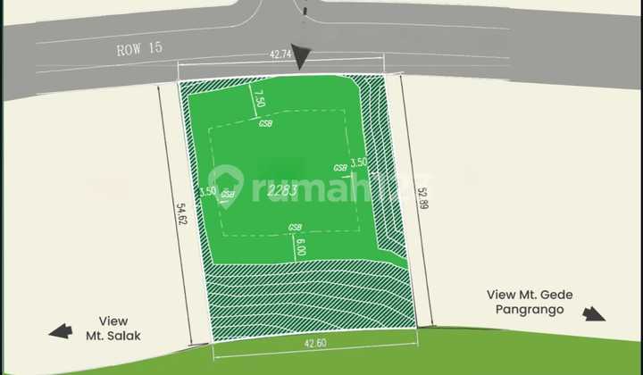 11.8jt Rancamaya Kavling 2283m² 2 View Utara-selatan View Gunung