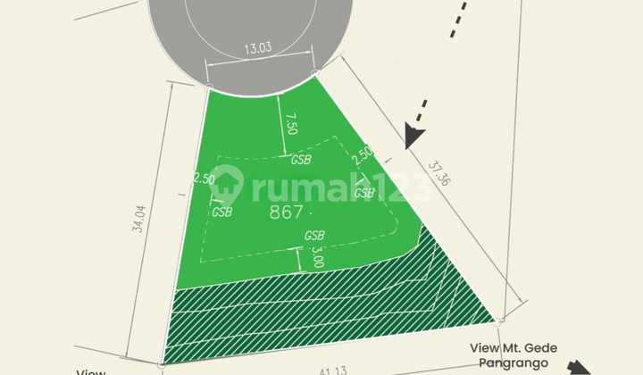 9jt Rancamaya Kavling 867m2 Utara-selatan Ngantong Hoki Badan