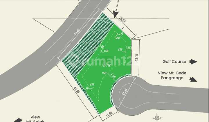 10.9jt Rancamaya Kavling 1619m² Tenggara-barat Laut Lebar 40 