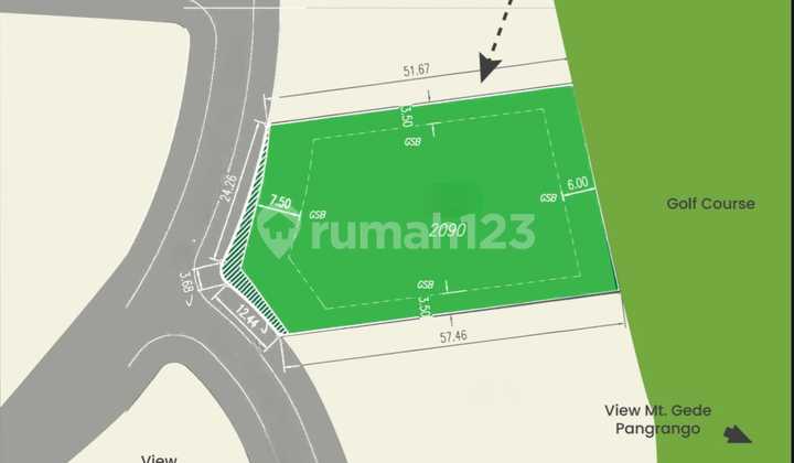 11.8jt Rancamaya Kavling 2090m² Barat-timur Direct Golf 2 View 11.8jt Rancamaya Kavling 2090m² Barat-timur Direct Golf 2 View