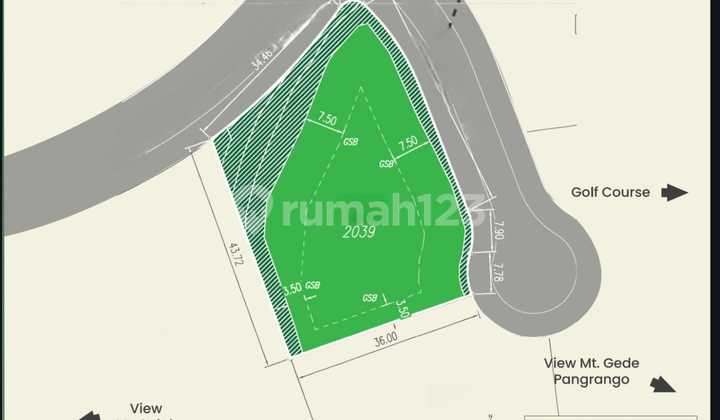 10.9jt Rancamaya Kavling 2039m² Utara-timur View Golf Gunung 