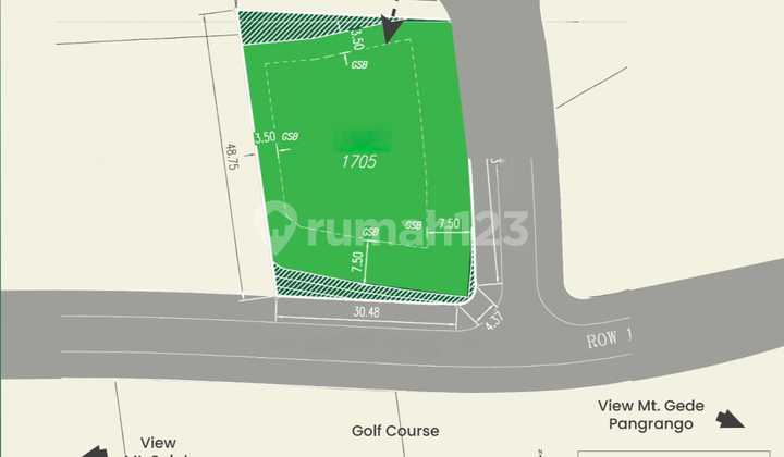 10.9jt Rancamaya Kavling 1705m2 Lebar 36 Hoek Selatan-timur