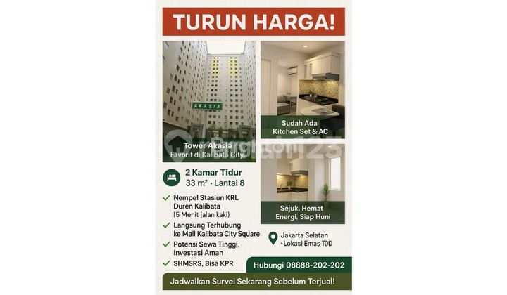 Turun Harga! Apartemen Kalibata 2 BR Siap Huni Turun Harga! Apartemen Kalibata 2 BR Siap Huni