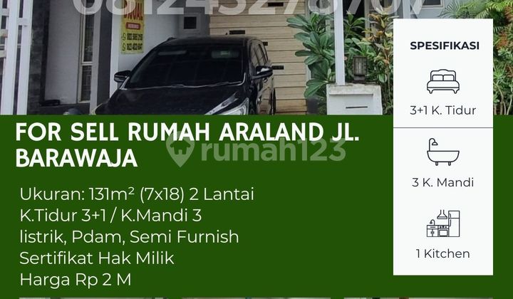 Dijual Rumah 2 Lantai Araland – Jl. Barawaja (dekat Fly Over)