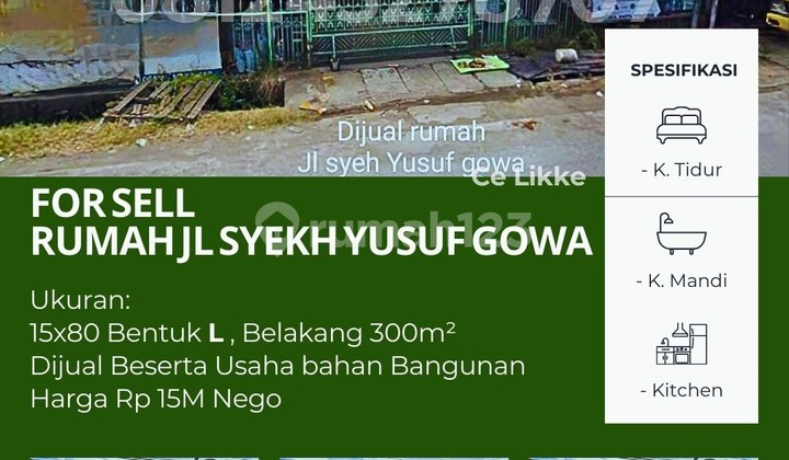 Dijual Rumah + Usaha Bahan Bangunan di Jl Syekh Yusuf Gowa Dijual Rumah + Usaha Bahan Bangunan di Jl Syekh Yusuf Gowa