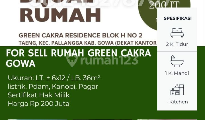 For Sale Affordable Ready-to-Live House – Green Cakra Residence, Palangga