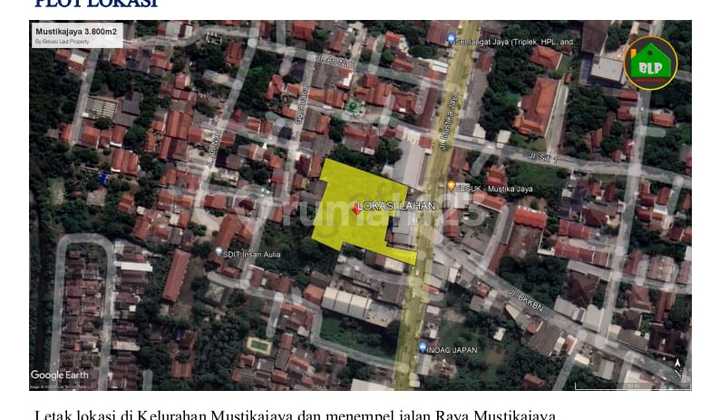 Vacant Land, Land for Sale, Cimuning, Mustika Jaya Bekasi. Suitable for Warehouse, Supermarket, Hospital.