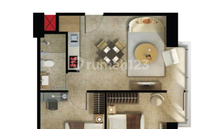 Apartemen Dekat Kampus Uph, Mall Dan Pusat Kulineran Furnished Bagus 2 Kamar Tidur 2