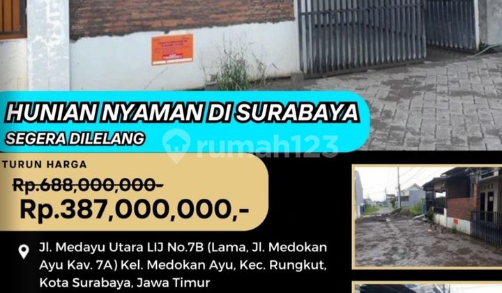 Jual Rumah Lelang Bank di Surabaya (Jl. Medayu Utara Rungkut) - Lelang Kpknl 1