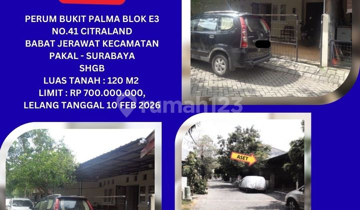 Jual Rumah Lelang Bank di Surabaya (Bukit Palma Citraland) - Lelang Kpknl