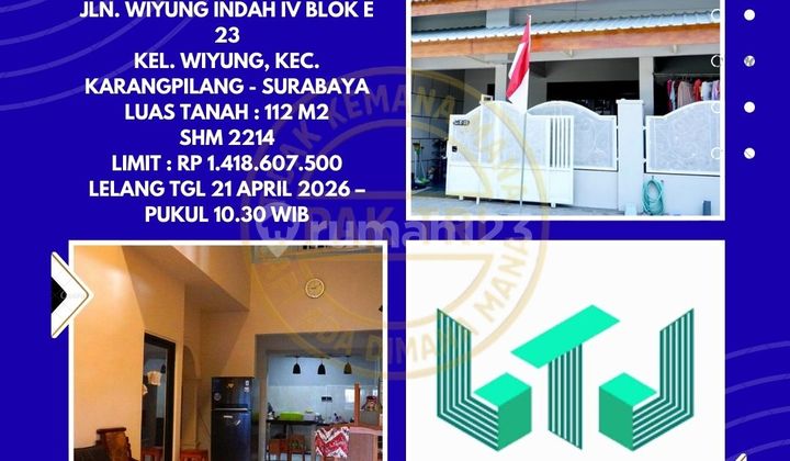 Dijual Rumah Via Lelang di Karangpilang Surabaya (Perum Taman Pondok Indah) - Lelang Kpknl