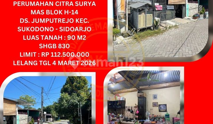 Jual Rumah Lelang Bank di Sidoarjo (Citra Surya Mas - Jumputrejo Sukodono) : Lelang Kpknl
