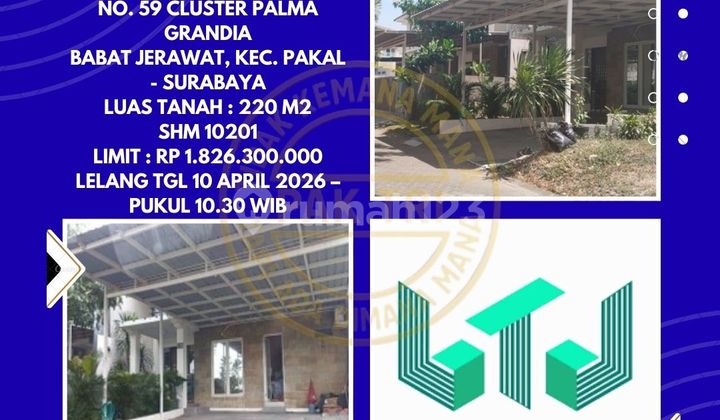 Dijual Rumah Via Lelang di Pakal Surabaya (Perum Bukit Palma Cluster Grandia) - Lelang Kpknl Dijual Rumah Via Lelang di Pakal Surabaya (Perum Bukit Palma Cluster Grandia) - Lelang Kpknl