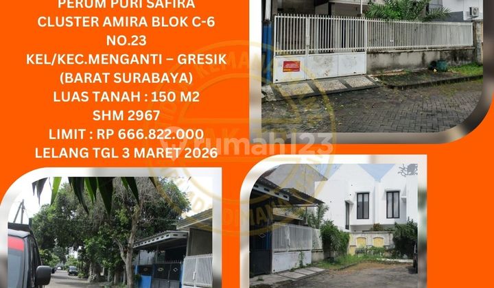 Jual Rumah Lelang Bank di Menganti (Puri Safira Cluster Amira) : Lelang Kpknl Jual Rumah Lelang Bank di Menganti (Puri Safira Cluster Amira) : Lelang Kpknl