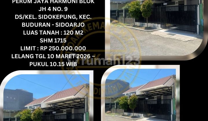 Bank Auction House for Sale in Buduran, Sidoarjo (Jaya Harmoni Housing Complex) - KPKNL Auction 1