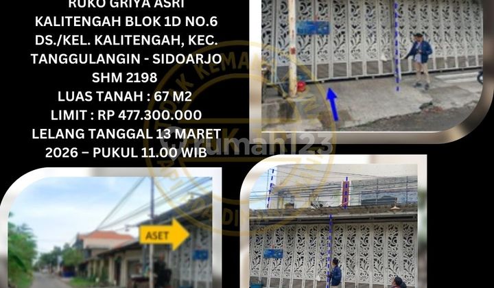 Jual Ruko Lelang Bank di Tanggulangin Sidoarjo (Ruko Griya Asri Kalitengah) - Lelang Kpknl