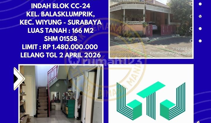 Dijual Rumah Via Lelang di Wiyung Surabaya (Perum Pondok Maritim Indah) - Lelang Kpknl