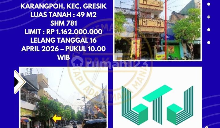 Dijual Ruko Via Lelang di Kel. Karangpoh, Kec. Gresik - Lelang Kpknl