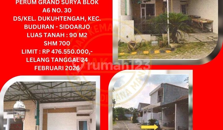 Jual Rumah Lelang Bank di Sidoarjo (Grand Surya - Buduran) : Lelang Kpknl