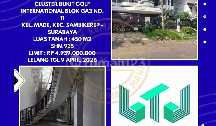 Dijual Rumah Via Lelang di Sambikerep Surabaya (Perum Citraland Cluster Bukit Golf International) - Lelang Kpknl Dijual Rumah Via Lelang di Sambikerep Surabaya (Perum Citraland Cluster Bukit Golf International) - Lelang Kpknl