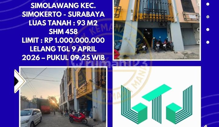 Dijual Ruko Via Lelang di Simokerto Surabaya (Kel. Simolawang) - Lelang Kpknl