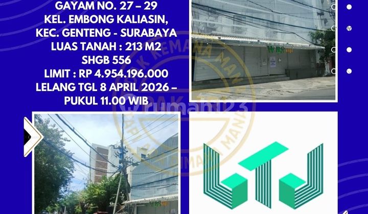 Dijual Ruko Via Lelang di Genteng Surabaya (Ruko Jalan Embong Gayam) - Lelang Kpknl