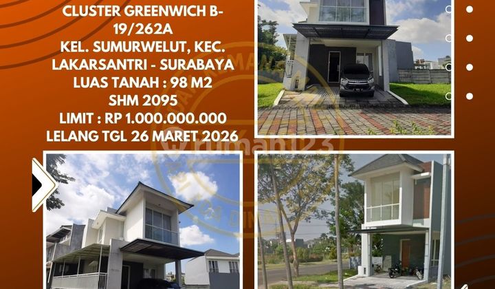Dijual Rumah Via Lelang Bank di Lakarsantri Surabaya (Perum Royal Residence Cluster Greenwich) - Lelang Kpknl Dijual Rumah Via Lelang Bank di Lakarsantri Surabaya (Perum Royal Residence Cluster Greenwich) - Lelang Kpknl