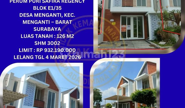 Jual Rumah Lelang Bank di Menganti (Puri Safira Regency) : Lelang Kpknl