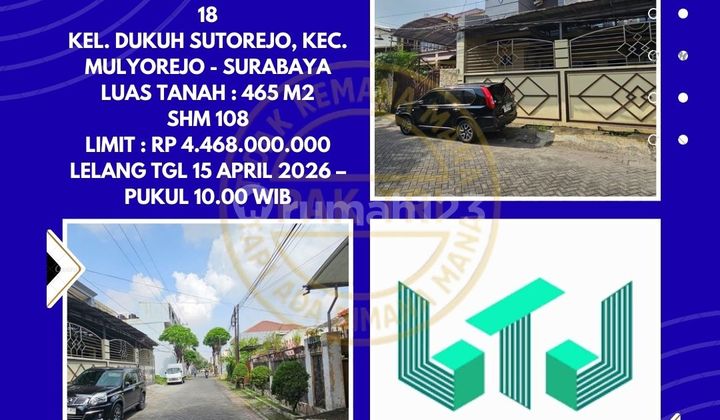 House for Sale via Auction in Mulyorejo Surabaya (Gading Pantai Street) - Kpknl Auction