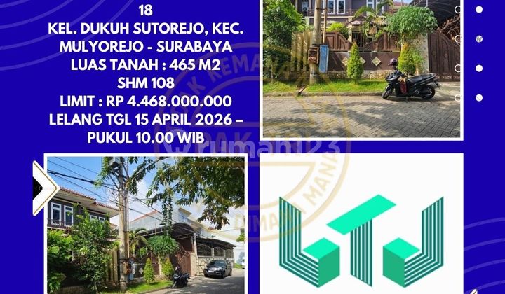 House for Sale Via Auction in Mulyorejo Surabaya (Gading Pantai Street) - Kpknl Auction 1